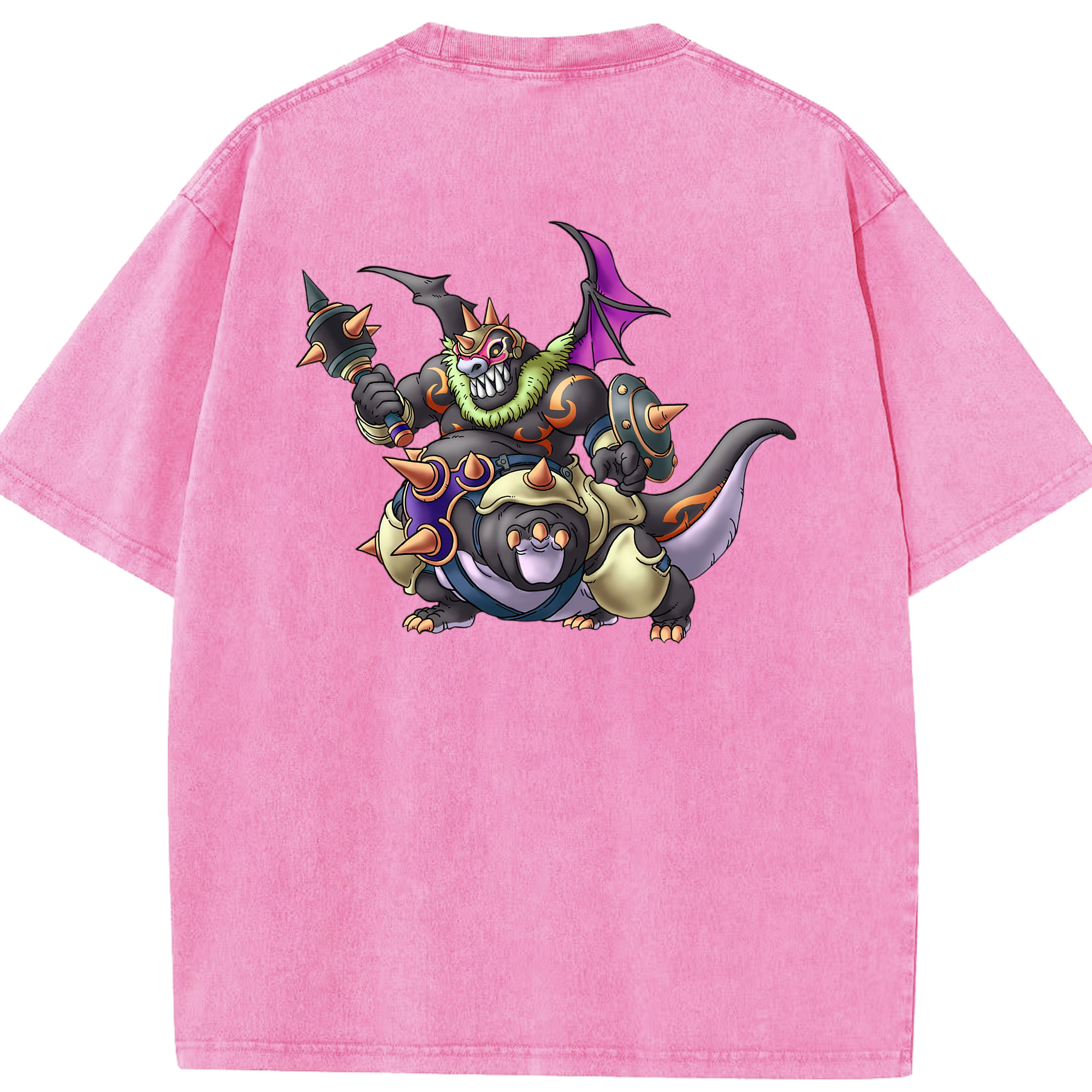 （画像用） ドラゴンクエスト Doragon Kuesuto Dragon Quest 綿100% ヴィンテージ風 半袖Tシャツ（背面プリント）